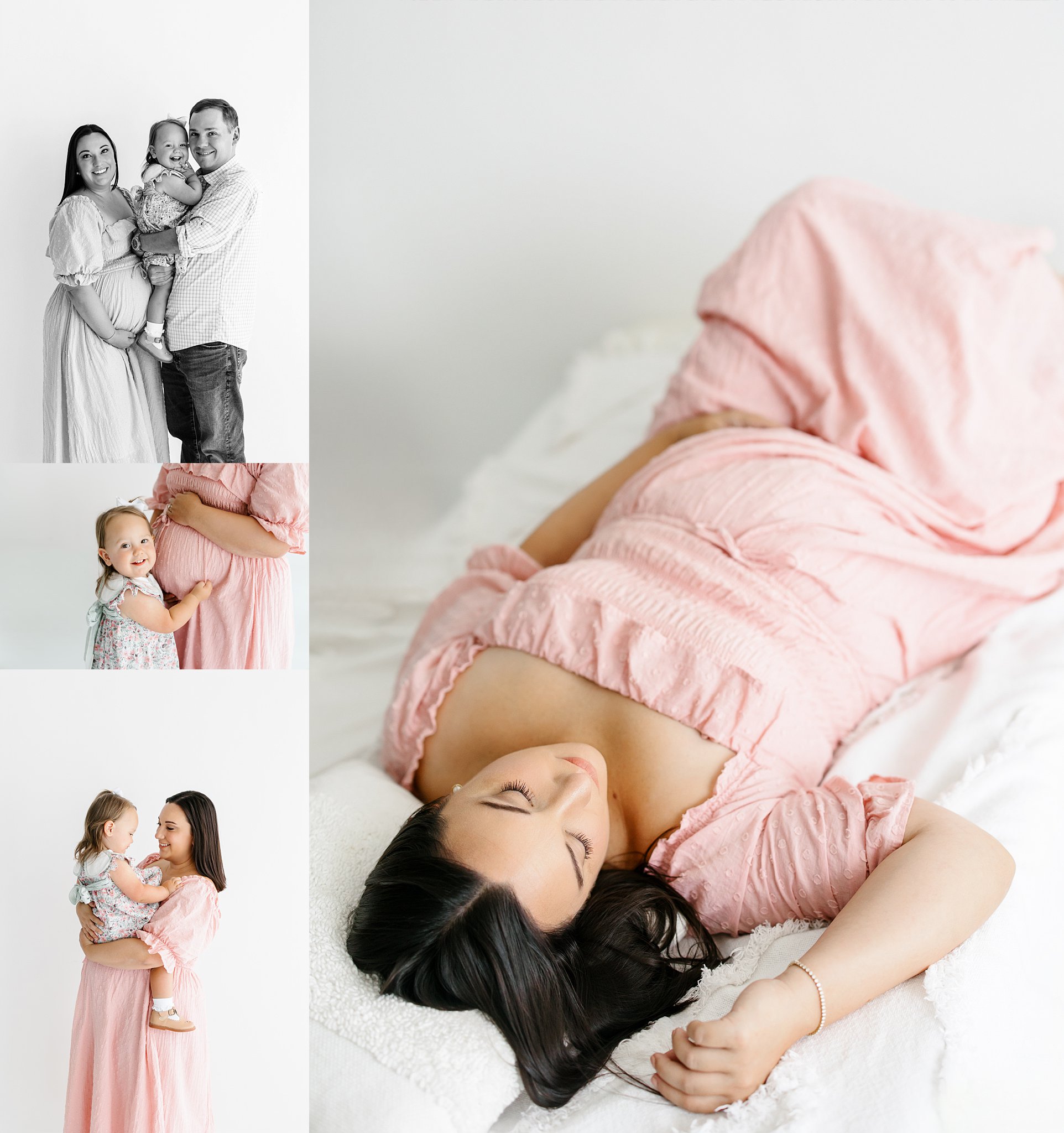 white studio natural light maternity portraits