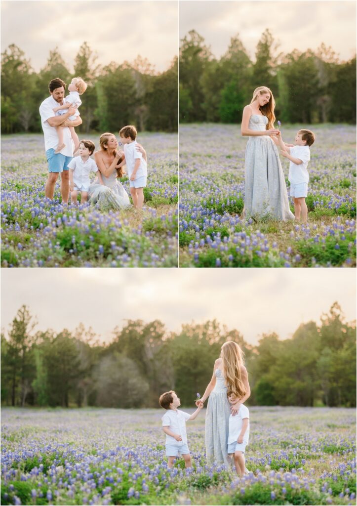 family photoshoot in the houston texas bluebonnets 