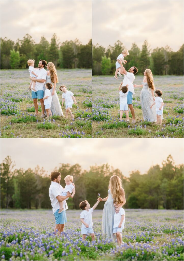 family photoshoot in the houston texas bluebonnets 