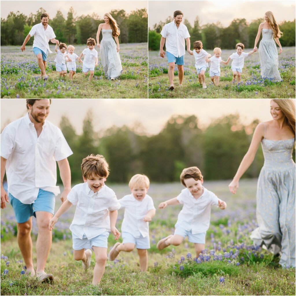family photoshoot in the houston texas bluebonnets 
