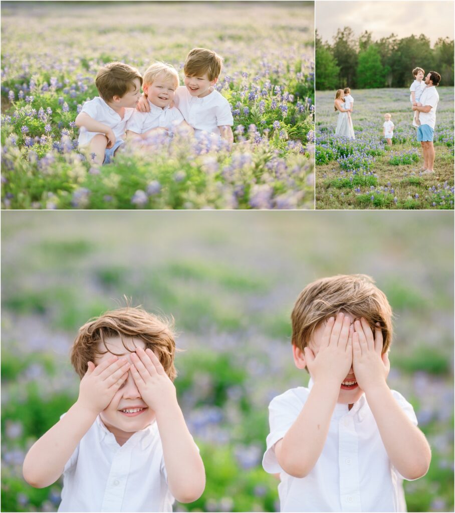 family photoshoot in the houston texas bluebonnets 