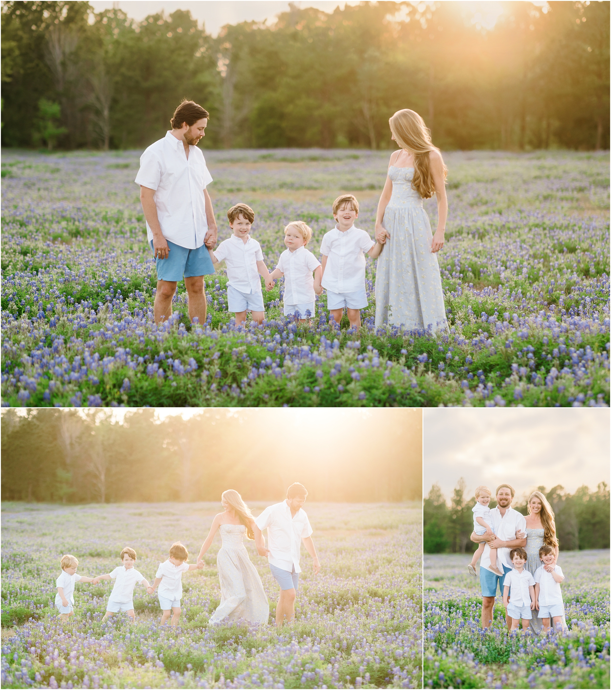 family photoshoot in the houston texas bluebonnets 